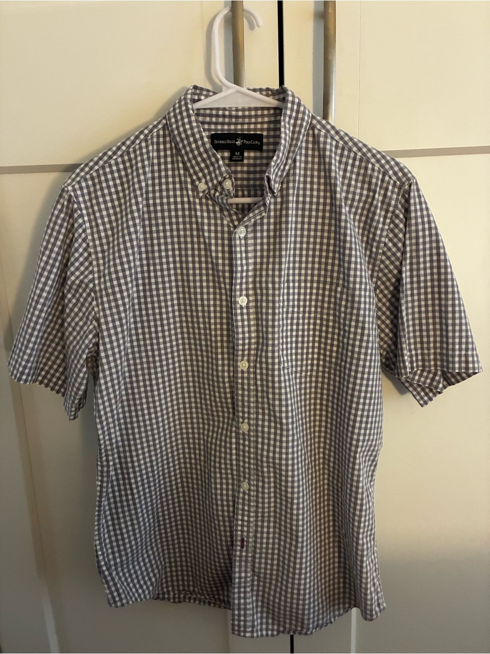 Beverly Hills Polo Club Men’s Short-Sleeve Button-Down Shirt - Gray Check